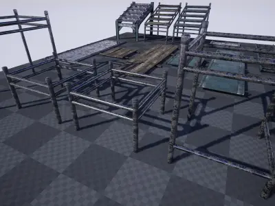 Scaffold Pack  Prop Package Low-poly 3D model