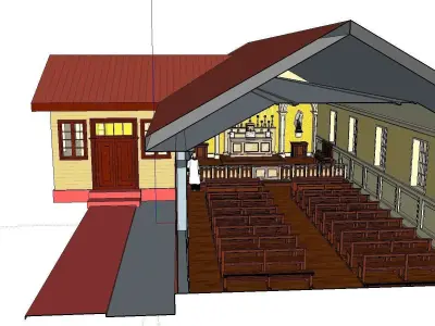 Architecture-Religion-God-Culture-Temple-0285 house with roof 3D model