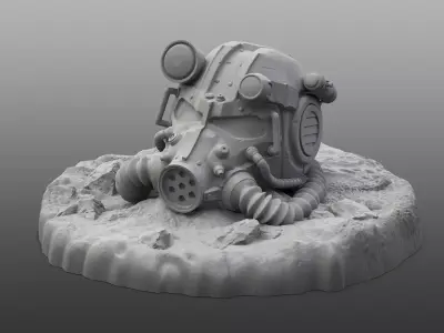 Fallout Helmet Scene 3D print model