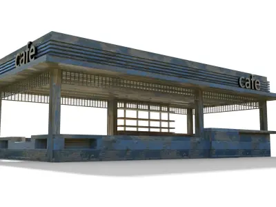 Cafe Bar pavilion Low-poly 3D model