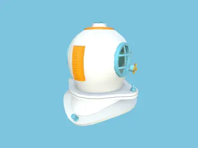 Diving Helmet 09 - Cartoon Blue - Character Design Fashion Low-poly 3D model
