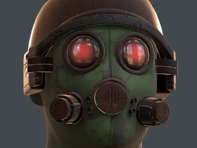 Gas mask helmet 3d model scifi Low-poly  Low-poly 3D model 204