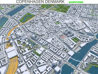 Copenhagen Downtown Denmark Low-poly 3D model