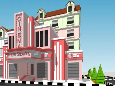 3D model for city environment and different building types Low-poly 3D model