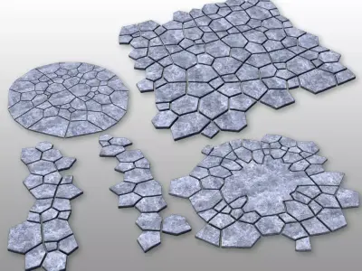 Stone ground tiles 3D model