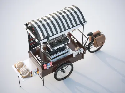 Gastronomic bicycle for making coffee 3D model