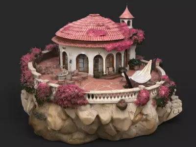 Cliffside Cottag High Detail 3D model