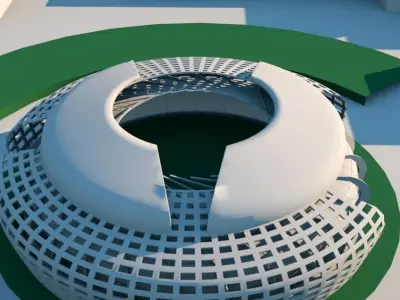 Exterior futuristic  Stadium  Low-poly 3D model