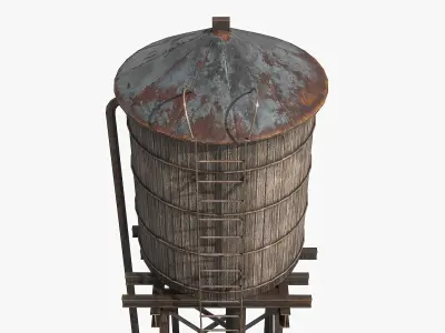 Vintage Water Tower v2 Low-poly 3D model