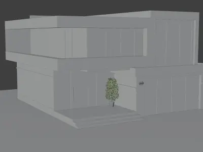 House modern with garage Low-poly 3D model