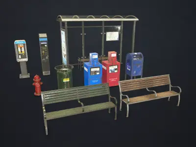 Street Elements Collection 2 Low-poly 3D model