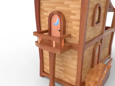 Wooden House Low-poly 3D model