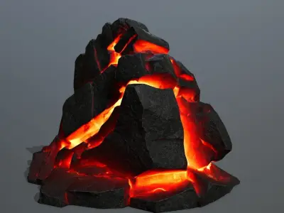 Volcanic Mountain Low-poly 3D model
