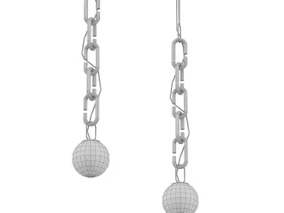 CHAIN pearl and dangle earrings 3D model