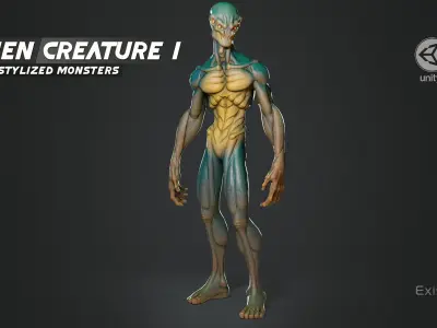 Alien Creature 01 - Stylized Monsters Animation UFO Enemy - 14 Low-poly 3D model