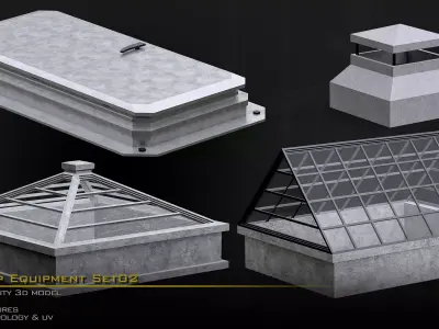 Rooftop Equipments Set02 Low-poly 3D model
