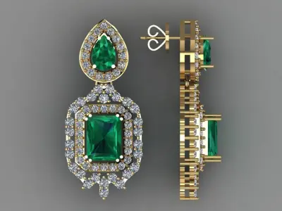 Gold Diamond Women Earring 3D print Model 3D print model 195