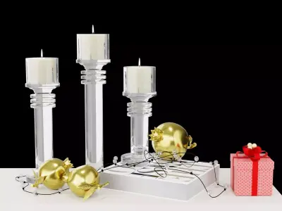 Christmas candle holder new year decor 3D model