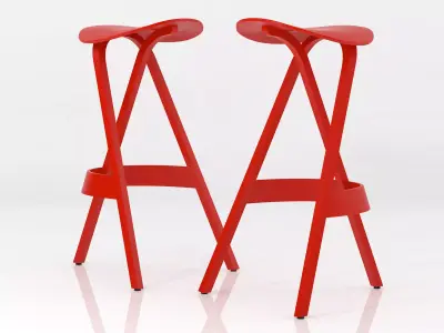 404 H pair of wooden bar stools 3D model