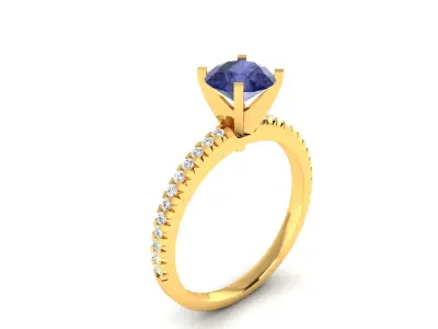 Solitaire Engagement Wedding Women Ring 3D print model shop