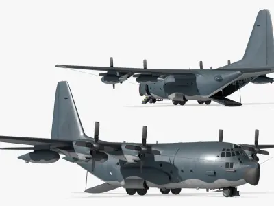  Tactical Airlift Cargo Aircraft Gray Rigged for Cinema 4D 