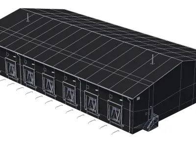 3 Green Industrial Buildings  3D Model Pack