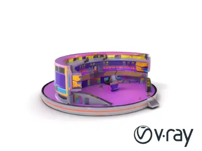 Entertainment Arena Module with Neon Accents model pack Low-poly 3D model