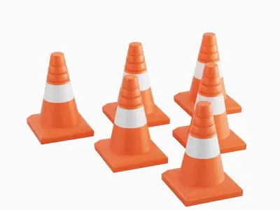 Traffic Cone Low-poly 3D model