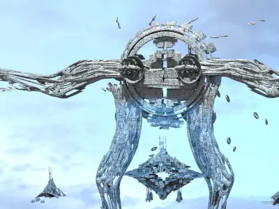 interstellar Sci fi pharaoh Archway station 3 Low-poly 3D model