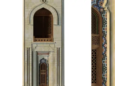 arabic exterior facade element set 805 Low-poly 3D model