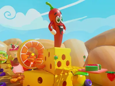 Platformer 5 Fruits Low-poly 3D model