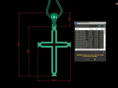 High Cross Pendant Light Gold 18K 4CP045 3D print model