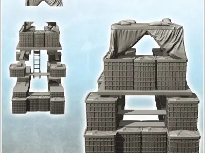Fortified shooting range with hesco and barbed wire 7 3D print model