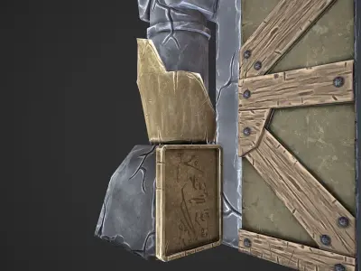 Dungeon Door stylized videogame asset Low-poly 3D model