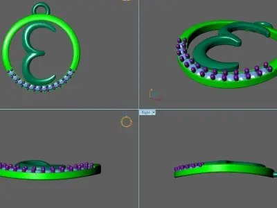 Initial Letter Pendant E 3D print model