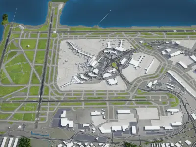 John F Kennedy International Airport - JFK Low-poly 3D model