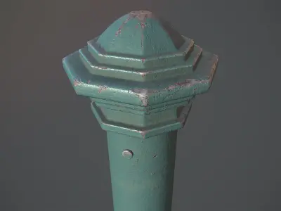 Barrier Bollard pack 3 Green v3 Low-poly 3D model