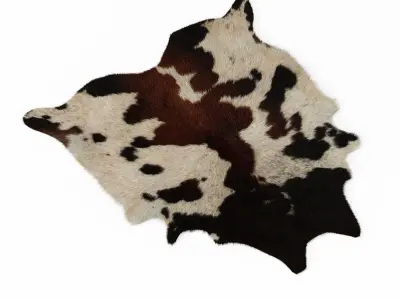 Black and Brown Spotted Cowhide Rug 3D model