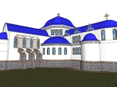 Architecture-Religion-God-Culture-Temple-095 church with domes 3D model