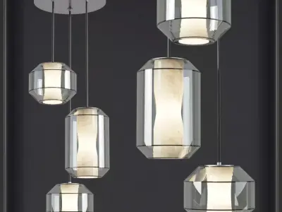 Chamber Large Chandelier 3 Piece - Leebroom 3D model