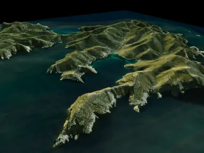 Cabrera Island 3d model terrain Low-poly 3D model