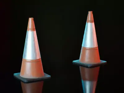 Traffic Cone Low-poly 3D model 26