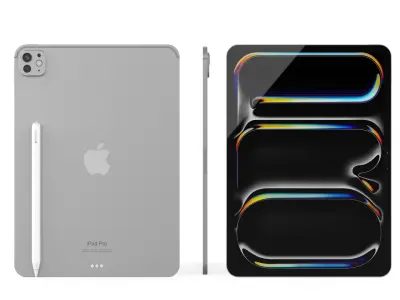 High-detailed Apple iPad Pro 13-11inch 2024 with Apple Pencil 3D 3D model