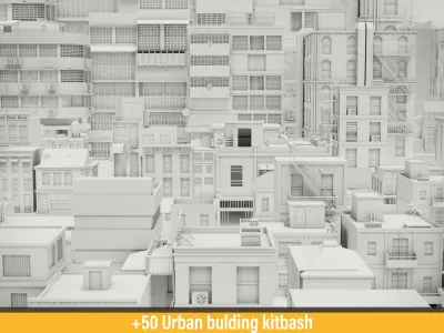 50 Urban building kitbash 3D model