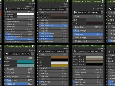 Blender Procedural Bricks and Tiles Materials Package Texture