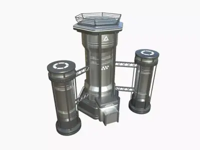SciFi Facility A08 Metallic - Sci Fi Exterior Design Low-poly 3D model