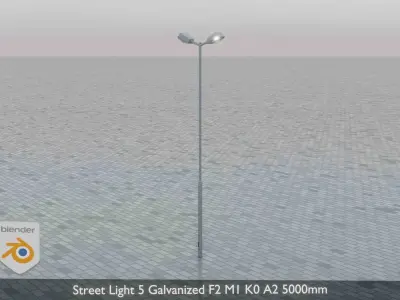 Street Light 5 Galvanized F2 M1 K0 A2 5000mm Low-poly 3D model