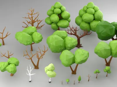 Low-Poly Forest Nature Set Low-poly 3D model