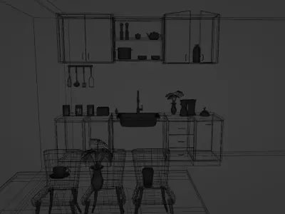 3D Kitchen Interior Free 3D model