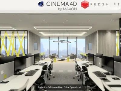 Set 3 - Redshift C4D - 4 x Interior Scenes 3D Model Collection 3D Model Pack